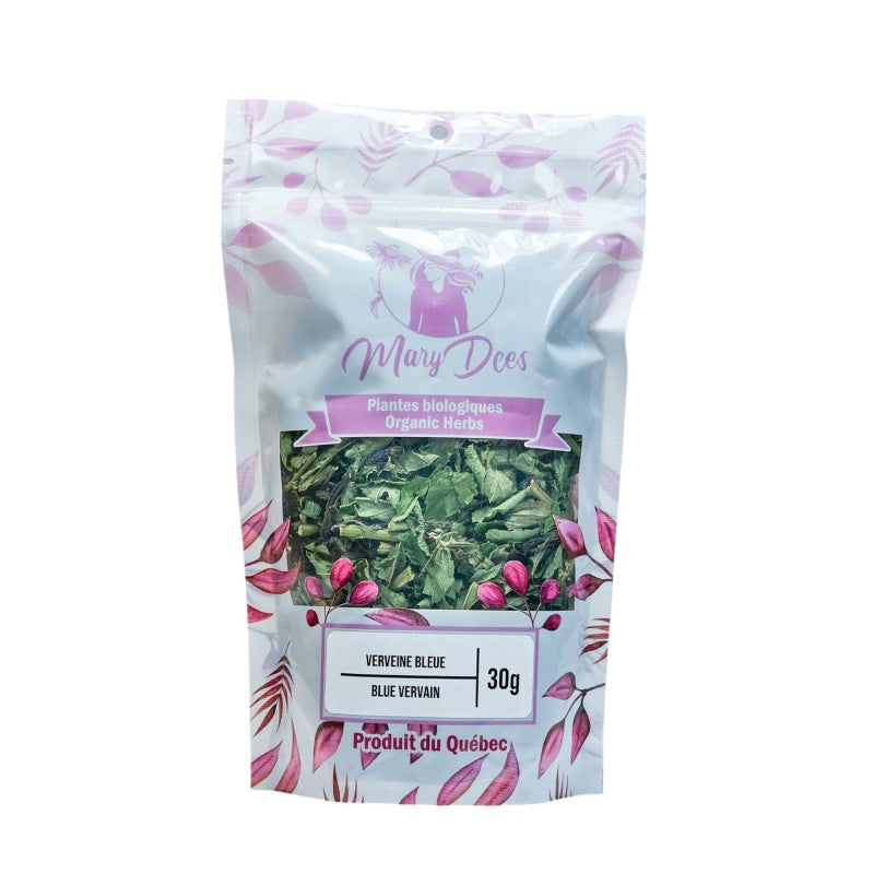 Verveine bleue biologique (Verbena hastata) — feuilles et fleurs coupées 30 g, Mary Dee's | Herboristerie Desjardins