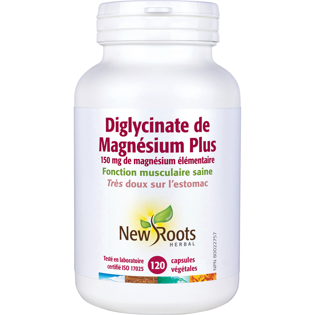 Diglycinate de Magnésium Plus, New Roots Herbal, 120 capsules