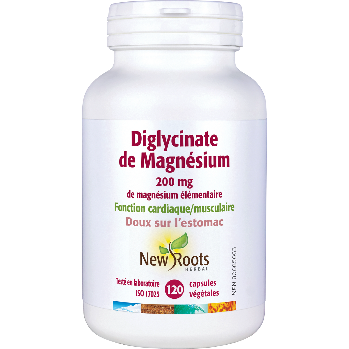 Diglycinate de Magnésium 200 mg, New Roots Herbal, 120 capsules