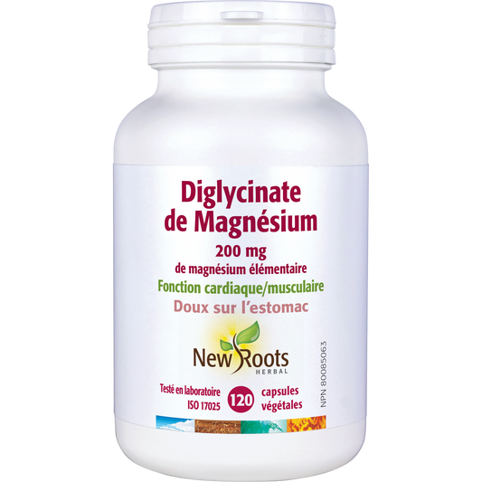 Diglycinate de Magnésium 200 mg, New Roots Herbal, 120 capsules