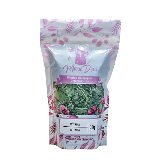 Gotu kola biologique (Centella asiatica) — feuilles entières 30 g, Mary Dee's | Herboristerie Desjardins