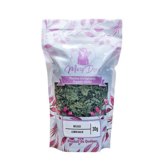 Mélisse biologique (Melissa officinalis) — feuilles coupées 30 g, Mary Dee's | Herboristerie Desjardins
