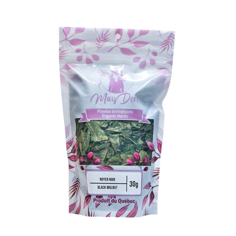 Noyer noir biologique (Juglans nigra) — feuilles entières 30 g, Mary Dee's | Herboristerie Desjardins