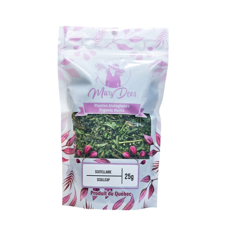 Scutellaire biologique (Scutellaria lateriflora) — feuilles et fleurs coupées 25 g, Mary Dee's | Herboristerie Desjardins